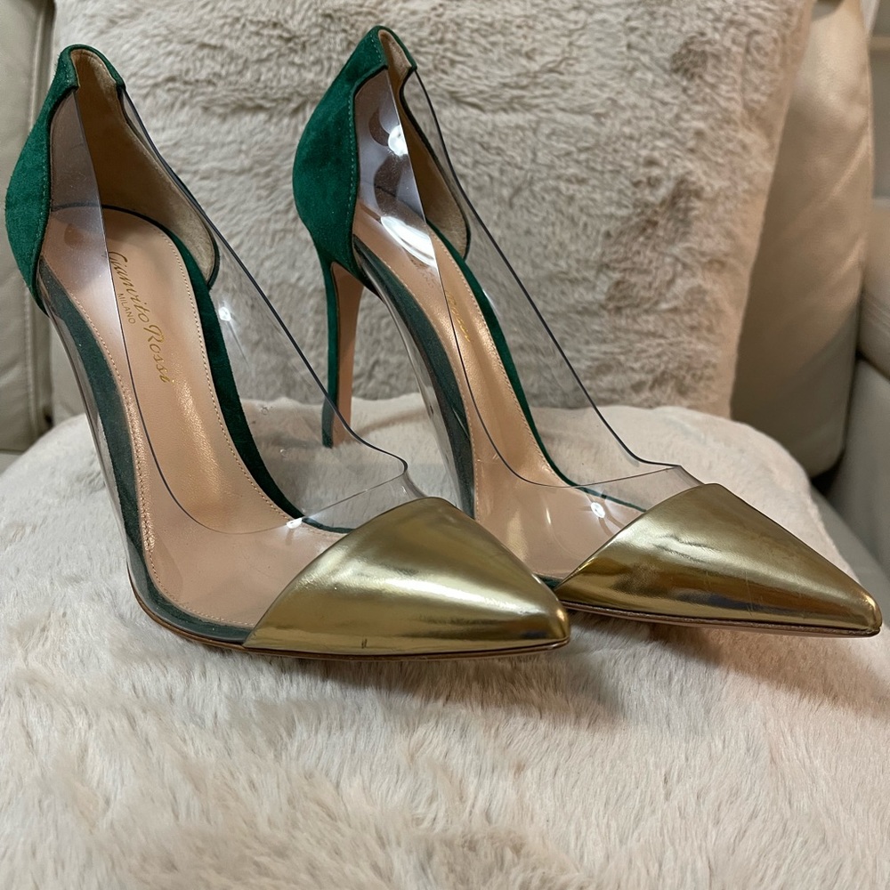 Gianvito Rossi Green/Gold Pumps